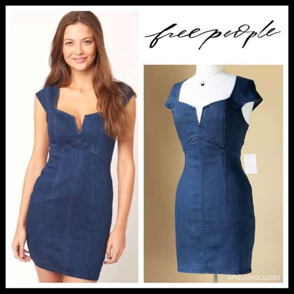 ❗️6-HOUR SALE❗️FREE PEOPLE BOHO DENIM DRESS A2C - Picture 4 of 8